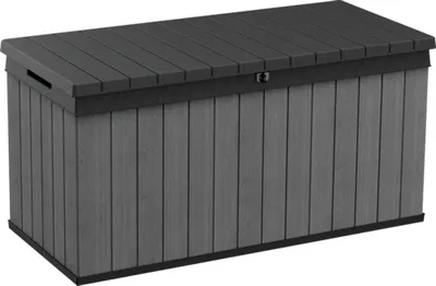 Produktbild von Aufbewahrungsbox Keter Darwin 510 l inkl. Gasdruckfedern 142,5 x 65,3 x 71 cm graphit Holzoptik