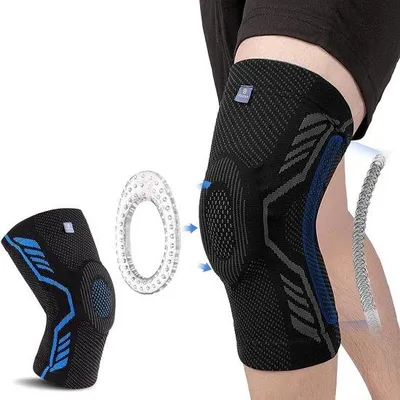 Produktbild von Famanu Kniebandage mit Patellapolstern und Federverstärkungen - Schwarz