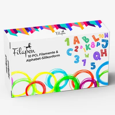 Produktbild von Filapen® Silikonform Alphabet und Zahlen inklusive 10 x 5m PCL-Filament