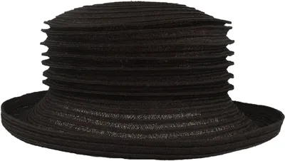 Mayser knautschbarer & faltbarer Bortenhut Bella aus Hanf in schwarz