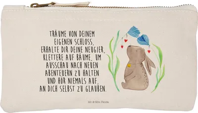 Produktbild von Mr. & Mrs. Panda Etui Hase Blume Größe S Klein - Weiß - Geschenk, Kindergeburtstag, aufbewahrungsbeutel, Kaninchen, Schwangerschaft, Geburt, Federtasche, Kosmetiktasche