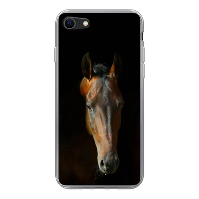 Produktbild von MuchoWow® Handyhülle Schutzhülle Hülle für iPhone SE 2020 Pferde - Tiere - Braun Silikon Softcase Handy Hülle - Kartenbesitzer