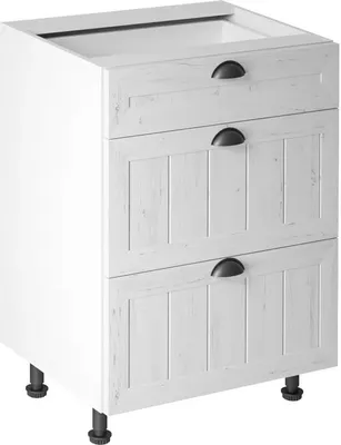 Produktbild von Küchenunterschrank 60 cm küchenmöbel mit Schubladen ohne Arbeitsplatte, Provence D60S3 Weiß/Matt
