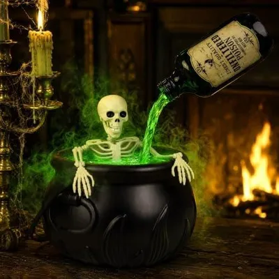 Zdjęcie produktu dla Kocioł halloween szkieletowy z eliksirami lewitacyjnymi dekoracja
