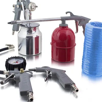 Produktbild von Bituxx 5-tlg Druckluft Zubehör Set Sprühpistole Druckluftschlauch Reifenfüller MS-14458