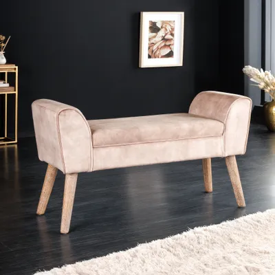 Produktbild von riess-ambiente Design Sitzbank SCARLETT 90cm beige coffee Samt Bank Polsterbank Dekobank
