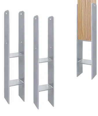 Obrázek produktu pro XINZI 2 ks H-držáků na sloupky, ocelové H-kotvy, výška 600 mm, tloušťka 5 mm, pro čtvercové dřevěné sloupky o průměru 121 mm, na ploty a přístřešky pro auta, extrémně stabilní, s dlouhou životností, kotvy do sloupků