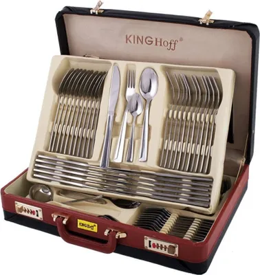 Obrázok produktu pre Sada príborov Kinghoff KH 3509, 72 kusov, pre 12 osôb, puzdro, nehrdzavejúca oceľ, strieborná