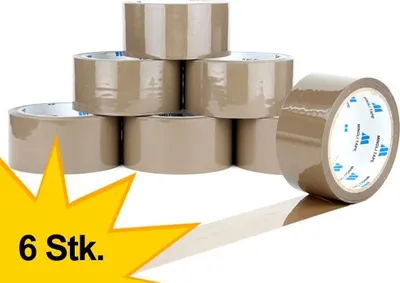Produktbild von 6 Stück Klebeband Paketband Paketklebeband Rolle braun