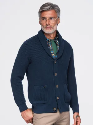 Image de OMBRE, pull pour homme, coupe classique, modèle OM-SWCD-0200, couleur bleu marine, taille L