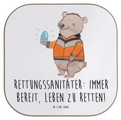 Produktbild von Mr. & Mrs. Panda Holzuntersetzer Rettungssanitäter Held - Weiß - Geschenk, bieruntersetzer, Untersetzer Tasse, Freundschaft, Danke sagen, Dankbarkeit, Mitgefühl, Bedanken