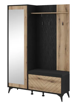 Produktbild von Furniture24 Garderobe Diamond G134 Flurmöbel-Set Kleiderschränke Spiegel und Kleiderbügel und Schuhschrank Wandgarderobe