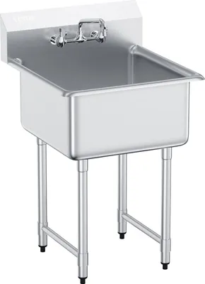 Immagine prodotto di Lavello commerciale a 1 scomparto con pannello posteriore in acciaio inox