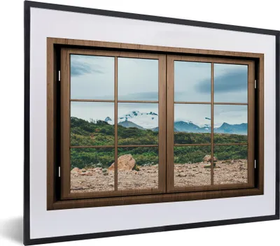 Produktbild von MuchoWow® MuchoWow® Gerahmtes Poster Aussicht - Felsen - Berg 40x30 cm - Poster mit zchwarzem Bilderrahmen - Bilderrahmen - Poster im Rahmen