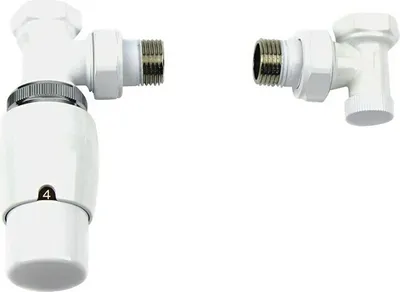 Produktbild von XIMAX Thermostatset Elegant Eck/DG, in Weiß/Anthrazit "Durchgangsvariante 15 mm Kupferrohr Weiß", 70474