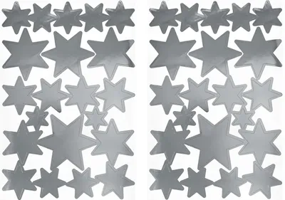 Produktbild von Oblique Unique 42 Sterne Sticker Stern Aufkleber für Weihnachten Weihnachtsdeko Geschenkdeko Basteln Glänzend - silber