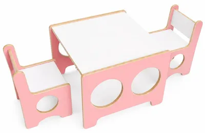 Productafbeelding van Montessori Kindertafel met 2 Stoelen in Roze