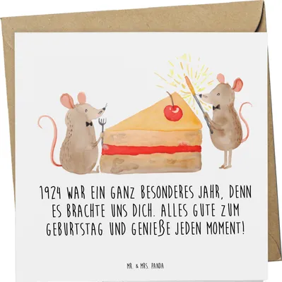 Produktbild von Mr. & Mrs. Panda Grußkarte 1924 Geburtstag - Weiß - Geschenk, Alter, Geburtstagsjahr, faltkarte, individuelle Geschenke, besondere, Geburtstagsüberraschung, doppelkarte