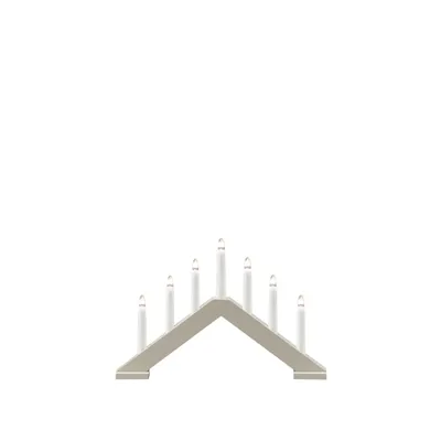 Produktbild von Holzleuchter, matt beige lackiert, mit an/aus Schalter, 7 klare Birnen, 230V, Innen, 21W, weißes Kabel