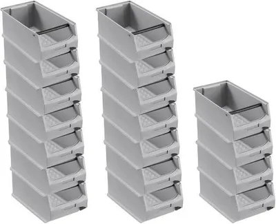 Produktbild von SuperSparSet 18x Graue Sichtlagerbox 4.1 mit Griffstange | HxBxT 15x20x35cm | 7,2 Liter | Sichtlagerbehälter, Sichtlagerkasten, Sichtlagerkastensortiment, Sortierbehälter