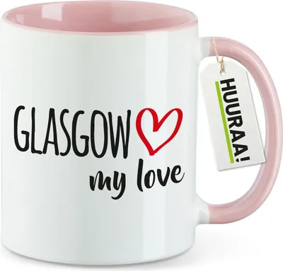 Produktbild von Huuraa Kaffeetasse Glasgow my love 330ml Rosa Keramik Kaffeebecher Geschenkidee