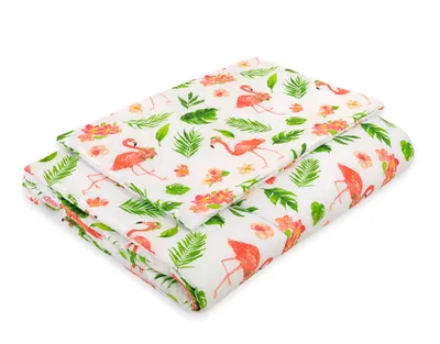 Produktbild von Bobono Kinderbettwäsche Flamingo 135x100 cm 100% Baumwolle hypoallergen mit er Silikonfaser