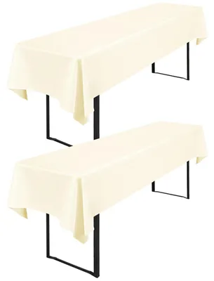 Obrázok produktu pre Biele obrusy, 2 kusy, rozmery 250x100 cm, vhodné na stoly na pivo s výškou 50-70 cm, materiál: polyester