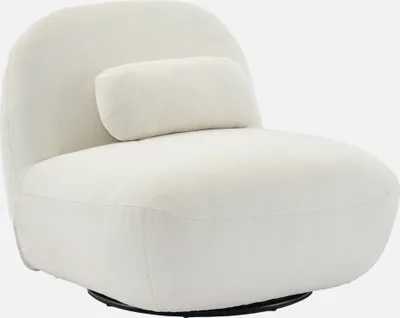 Produktbild von sweeek - 360°-Drehsessel mit strukturiertem Bouclé-Bezug - Creme