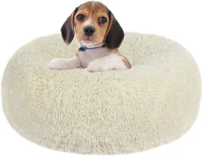 Immagine prodotto di Cuccia ortopedica per cani, cuscino rotondo per cani, panca per cani, cuccia per gatti, a forma di ciambella, morbida, lavabile, Ø 60 cm, beige