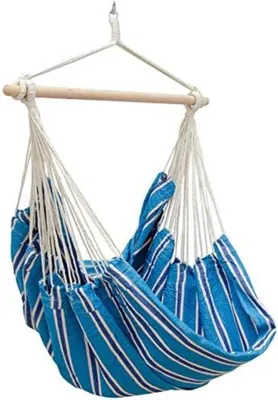 Produktbild von Famanu Hängematte mit Spreizstock - 185 x 135 cm - Blau gestreift