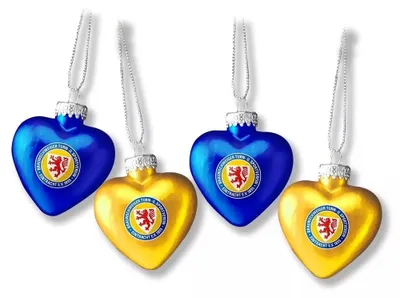 Herz-Kugeln 4er-Set Weihnachtsbaum-Schmuck, 5,5 x 5 cm, Glas/Metall