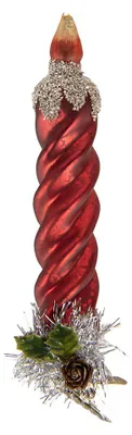Produktbild von Clayre & Eef Weihnachtsanhänger Kerzenständer 3x3x16 cm Rot Glas