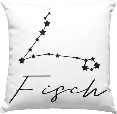 Produktbild von Trendation - Fisch Sternzeichen Deko-Kissen mit Füllung 40x40 Geschenk Horoskop Tierkreiszeichen (Blau)
