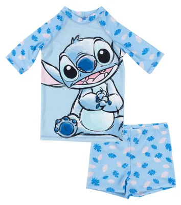 Produktbild von Disney Lilo & Stitch Schwimmset UV-Schutz 30 für Mädchen - Kinder Badeanzug Badeset Shirt und Hose Zweiteiler Blau 134-140