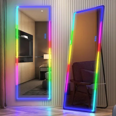 LED-Standspiegel mit RGB-Beleuchtung, 153x50 cm, rahmenlos