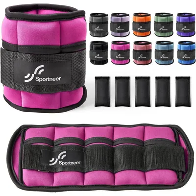 Immagine prodotto di Pesi regolabili per caviglie e polsi, da 0,9 a 4,5 kg per coppia, in neoprene rosa