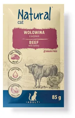 Produktbild von NATURAL Nassfutter für Katzen: Rind mit Pute, 85 g