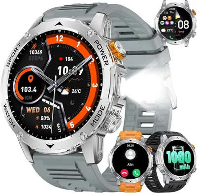 Smart Watch mit 3 Riemen, 1000 mAh Akku mit 1.75”HD Bildschirm/Telefonfunktion/110+Sportmodi/Schlafüberwachung,Android iOS Fitnessuhr Wasserdicht IP68