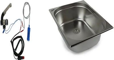 Obrázok produktu pre Nerezový drez 325x265x150 mm Kempingový drez Umývadlo + vodovodné čerpadlo