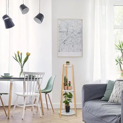 Immagine prodotto di Scaffale per piante bianco a 3 ripiani, 98x35 cm, decorativo, per interni