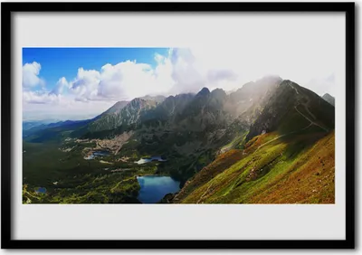 Produktbild von Bild 70x50 MDF-Rahmen Wandkunst Mountain Meadow Landschaft