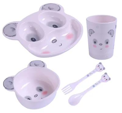Geschirrset für Kinder Bocioland BL563 mit Panda, 5-teilig