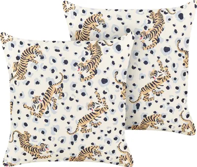 Obrázek produktu pro BELIANI Sada 2 zahradních polštářů pestrobarevná polyester 45 x 45 cm čtvercový tygrovaný vzor moderní design