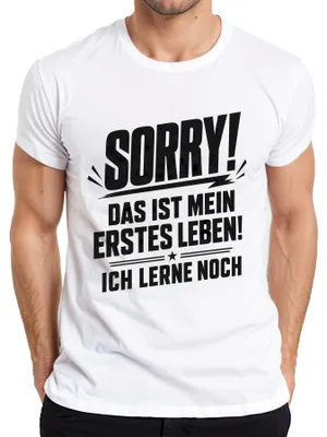Productafbeelding van Het spijt me, dit is mijn eerste leven. Statement, sarcasme, heren T-shirt, wit, maat XL