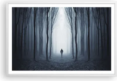 Produktbild von Gerahmtes Poster - Weißer Rahmen - Charakter Wald Einsamkeit - 91,5x61 cm - Wand Bild - Wanddeko - Wandbilder - Kunstposter - Wandposter - Bilderrahmen - Bilder - Kunstdruck - Wandbild P2WAA91x61-4142
