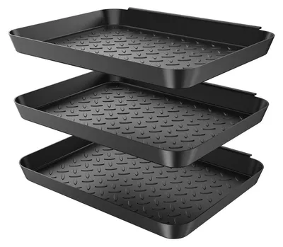 Immagine prodotto di Vassoi raccogligocce per scarpe, confezione da 3 pezzi, plastica, 35x27,5x3 cm, colore nero
