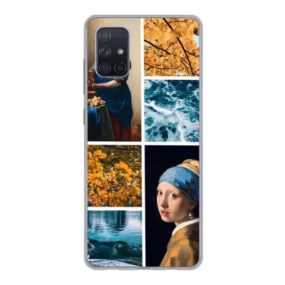 Produktbild von MuchoWow® Handyhülle Schutzhülle Hülle für Samsung Galaxy A71 Milchmädchen - Mädchen mit Perlenohrring - Collage Silikon Softcase Handy Hülle - Kartenbesitzer
