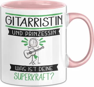 Produktbild von Gitarristin Und Prinzessin Tasse Geschenk Für Eine Gitarristin Geburtstag Was Ist Deine Superkraft (Rosa)