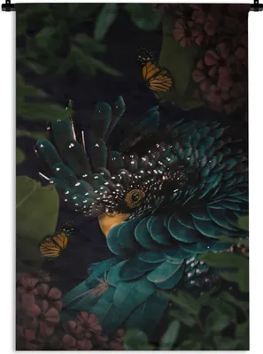Produktbild von MuchoWow® Wandteppich Wandbehang Kakadu - Vogel - Dschungel 60x90 cm Tapisserie Dekoration Wandtuch - Foto-Teppich - Abwaschbar