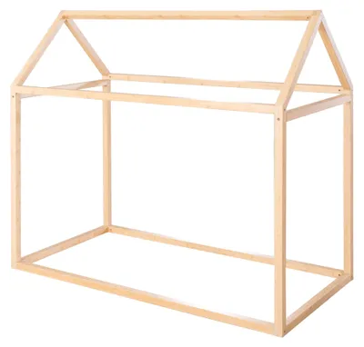 Produktbild von roba Montessori Hausbett 70 x 140 cm - Kinderbett aus Massivholz - Ab 12 Monate - Bambus natur